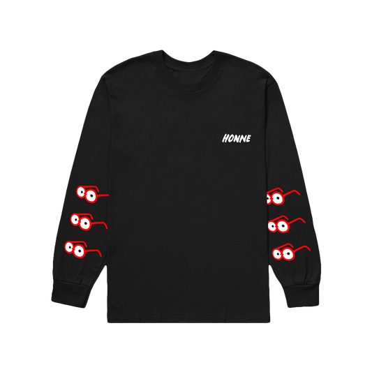 HONNE Limited Black Long Sleeve Red Glasses Tee-Shirt