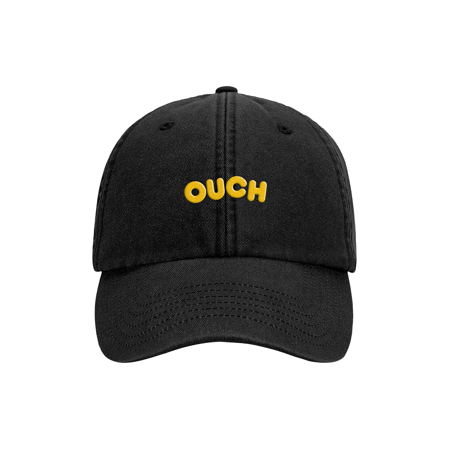 Black Embroidered OUCH Baseball Cap